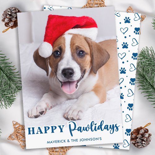 Modern Pet Dog Personalized Photo Happy Pawlidays  Holiday Card