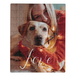 Modern Pet Dog Photo Script Keepsake Jigsaw Puzzle