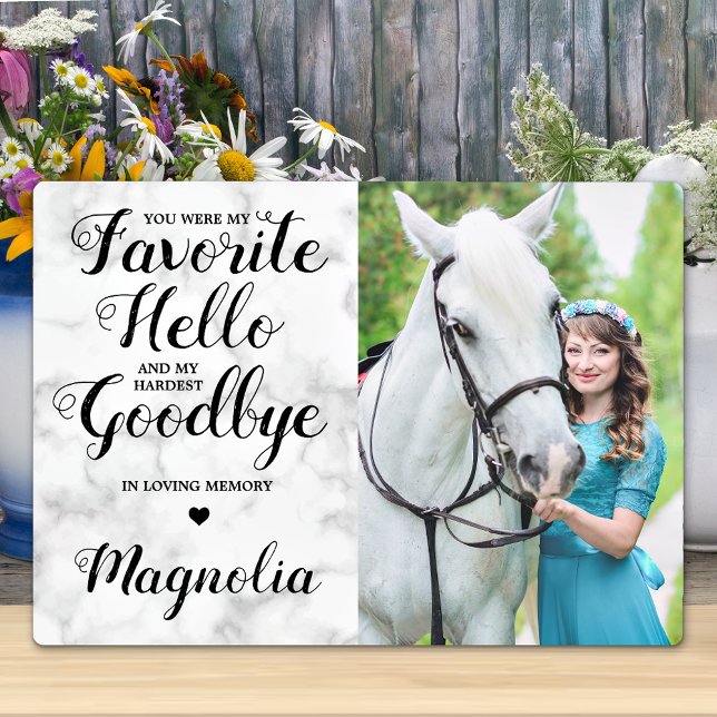 Modern Pet Horse Loss Personalized Memorial Photo Plaque (Creator Uploaded)