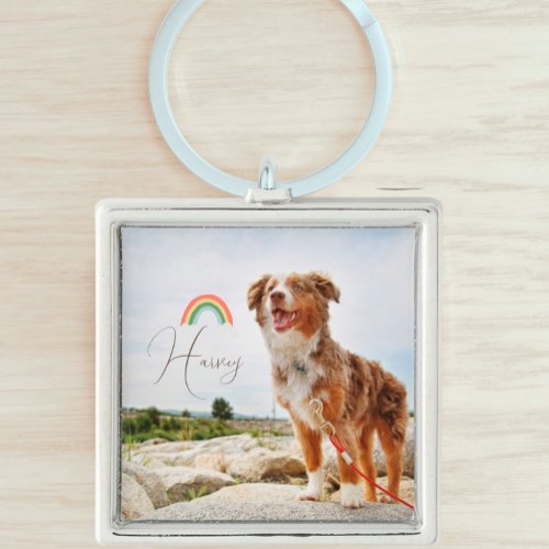 Modern Pet Keychain  Over The Rainbow Bridge