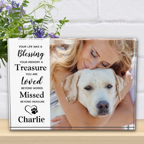 Modern Pet Loss Dog Memorial Personalized Picture Photo Block