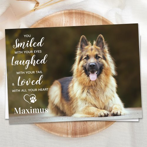 Modern Pet Loss Personalized Photo Dog Memorial Thank You Card