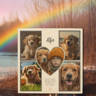 Modern Pet Memorial 5 Photo Collage Wood Wall Art