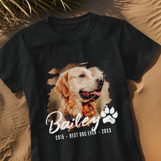 Modern Pet Memorial Best Dog Ever Custom Photo T-Shirt (Creator Uploaded)