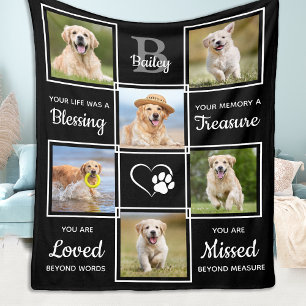 Modern Pet Memorial Gift - Personalized Dog Photo Fleece Blanket
