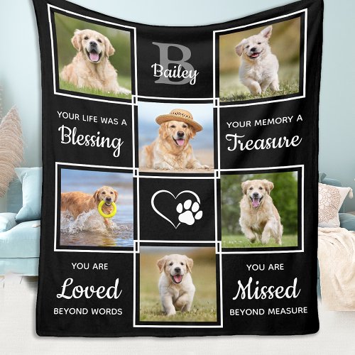 Modern Pet Memorial Gift _ Personalized Dog Photo Fleece Blanket