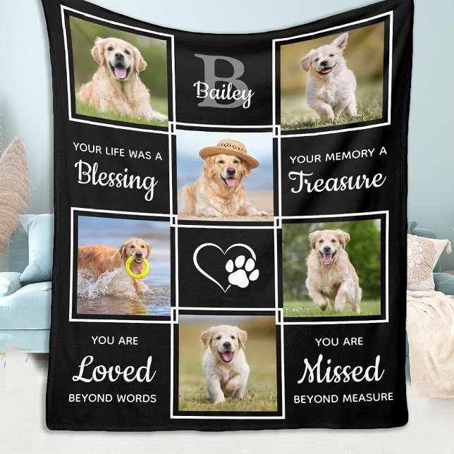 Modern Pet Memorial Gift - Personalized Dog Photo Fleece Blanket (Creator Uploaded)