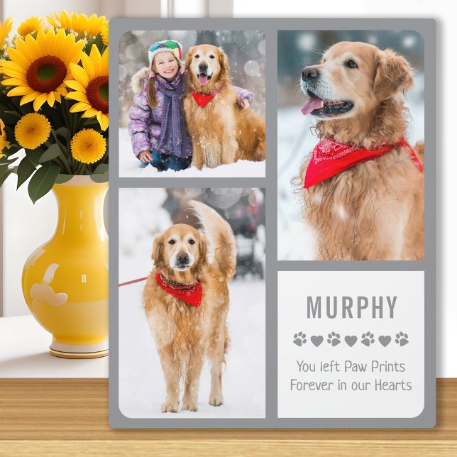 Modern Pet Memorial Keepsake Dog Photo Collage Plaque (Creator Uploaded)