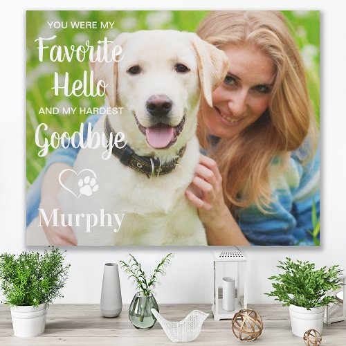 Modern Pet Memorial Personalized Dog Photo Faux Canvas Print