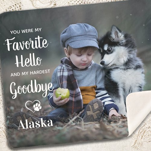 Modern Pet Memorial Personalized Dog Photo Sherpa Blanket