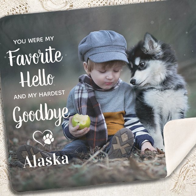 Modern Pet Memorial Personalized Dog Photo Sherpa Blanket (Creator Uploaded)