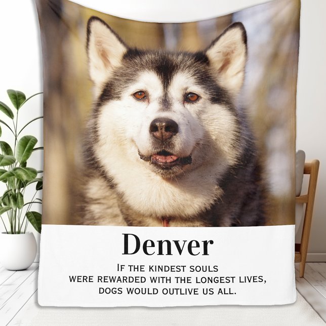 Modern Pet Memorial Personalized Photo Dog Fleece Blanket (Creator Uploaded)