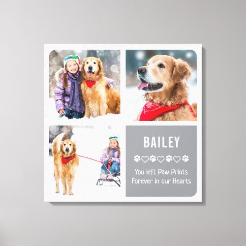 Modern Pet Memorial Pet Loss Dog Photo Collage Canvas Print