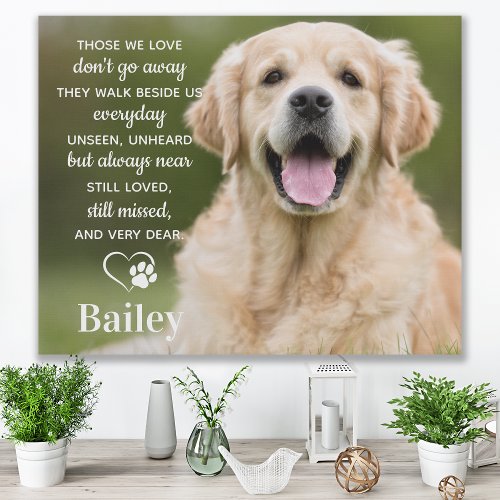 Modern Pet Memorial Pet Loss Gift Dog Photo Faux Canvas Print