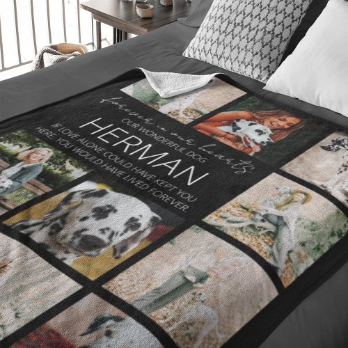 Modern Pet Memorial Photo Collage Fleece Blanket