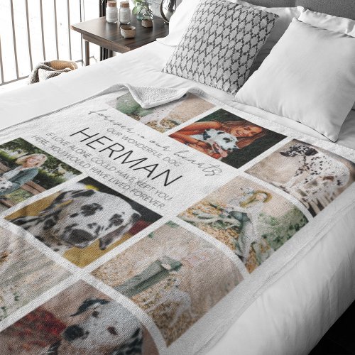 Modern Pet Memorial Photo Collage Fleece Blanket
