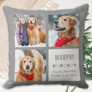 Modern Pet Memorial Photo Collage Throw Pillow