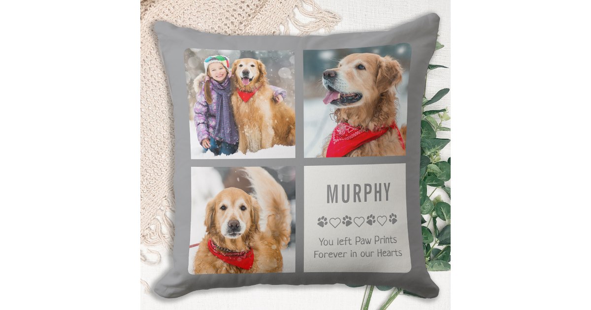 Modern Pet Memorial Photo Collage Throw Pillow | Zazzle