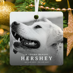 Modern Pet Memorial Photo Keepsake Christmas Metal Ornament