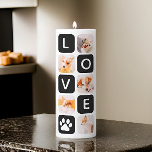 Modern Pet Memorial Remembrance Photos Keepsake Pillar Candle