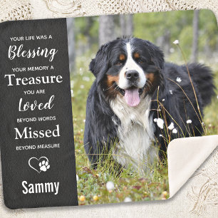 Modern Pet Memorial Sympathy Gift Dog Photo Sherpa Blanket