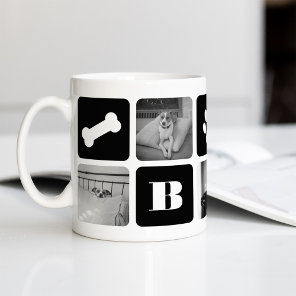 Modern Pet Monogram Photo Collage Coffee Mug