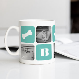 Modern Pet Monogram Photo Collage Coffee Mug