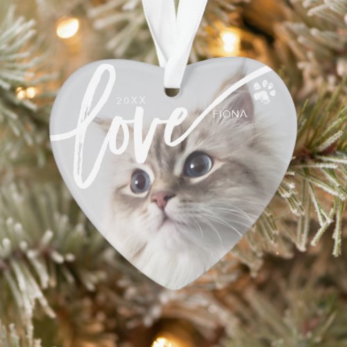 Modern Pet Photo Christmas Holiday Love  Ornament
