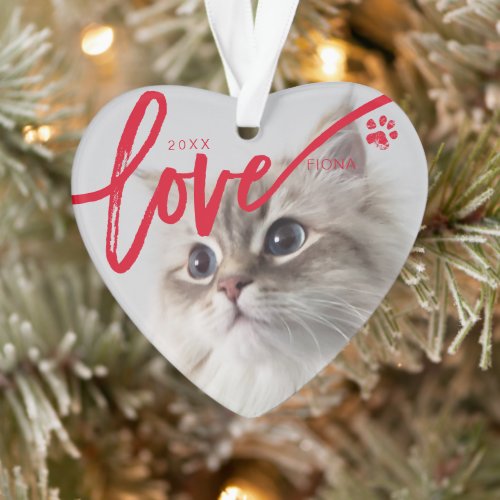 Modern Pet Photo Christmas Holiday Love Ornament