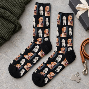 Modern Pet Photo Collage Dog Lover Mens Socks