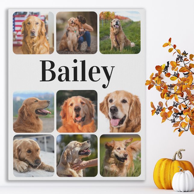 Modern Pet Photo Collage Personalized Dog Lover  Faux Canvas Print (Creator Uploaded)