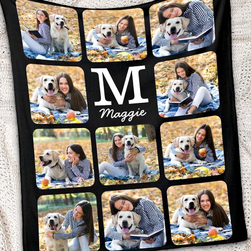 Modern Pet Photo Collage Personalized Dog Lover Fleece Blanket