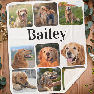 Modern Pet Photo Collage Personalized Dog Lover Sherpa Blanket