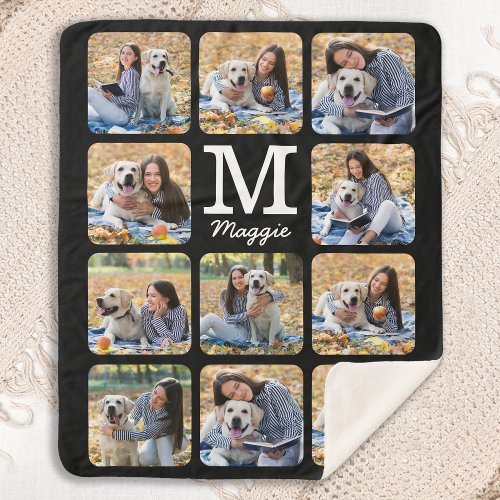 Modern Pet Photo Collage Personalized Dog Lover Sherpa Blanket