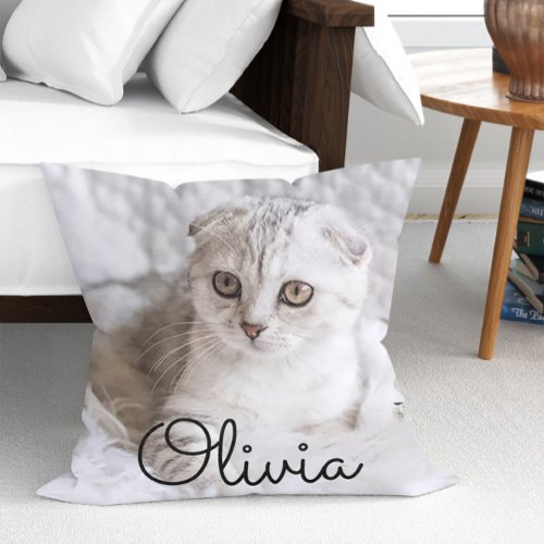 Modern Pet Photo Custom Throw Pillow