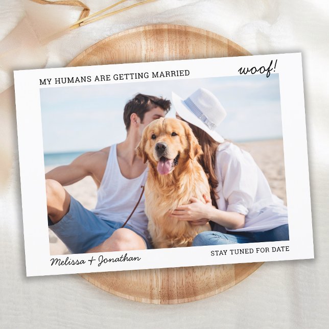 Modern Pet Photo Dog Wedding Engagement  Announcement (Creator Uploaded)