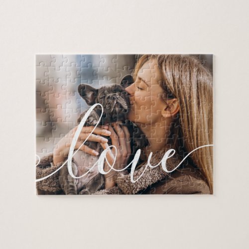 Modern Pet Photo Elegant Script Jigsaw Puzzle