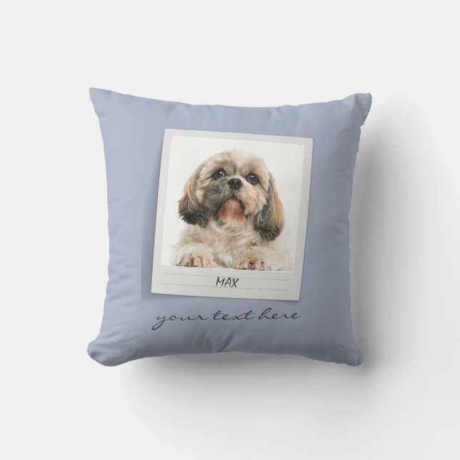 Modern Pet Photo Frame Personalized Dog Portrait Throw Pillow (Front)