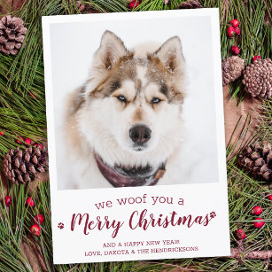 Modern Pet Photo Merry Christmas From The Dog Holiday Card