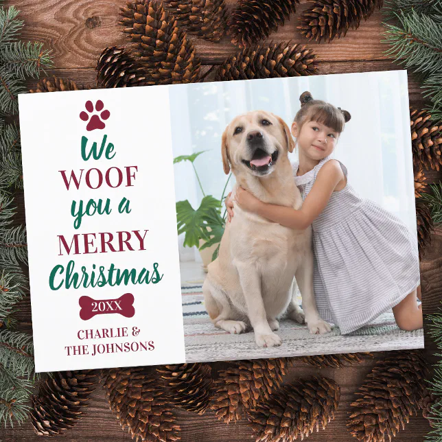 Modern Pet Photo Merry Christmas From The Dog Holiday Card | Zazzle