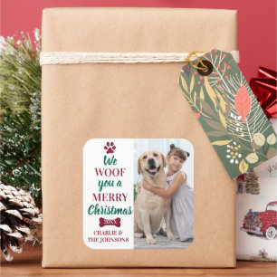 Modern Pet Photo Merry Christmas From The Dog Square Sticker