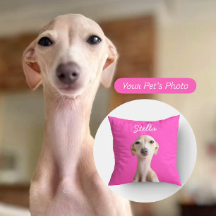 Modern Pet Photo + Name Dog Dad Cat Mom Gift Throw Pillow