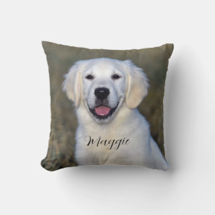 Modern Pet Photo Name Throw Pillow