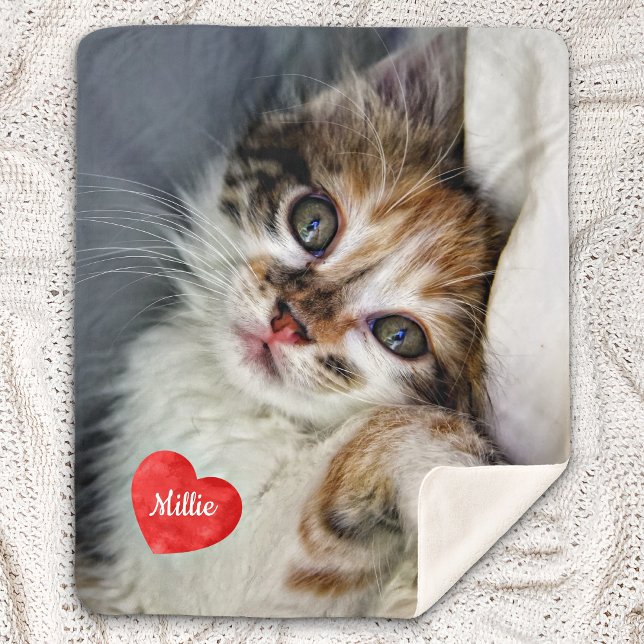 Modern Pet Photo Personalized Dog Cat Lover Sherpa Blanket (Creator Uploaded)