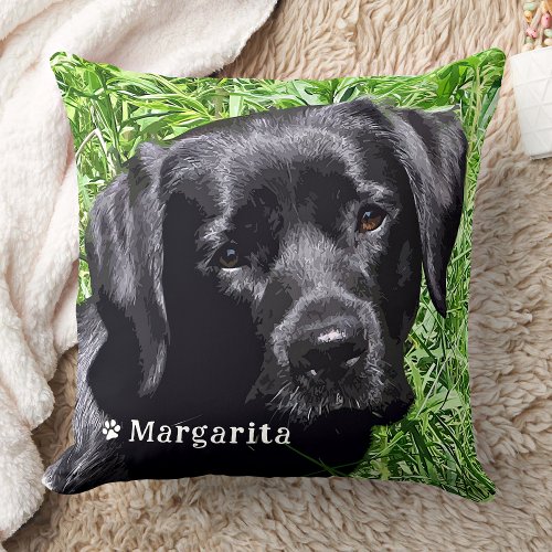 Modern Pet Photo Personalized Name Throw Pillow