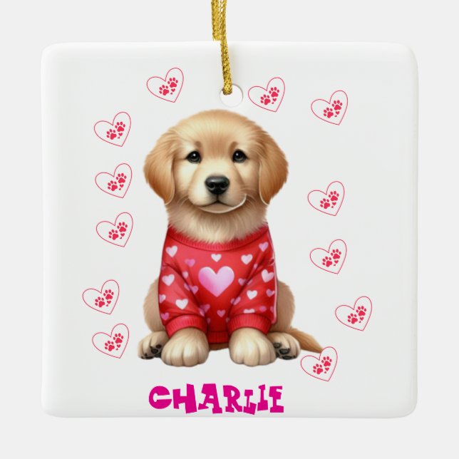 Modern Pet Photo Personalized Whimsical Dog Lover  Ceramic Ornament (Front)