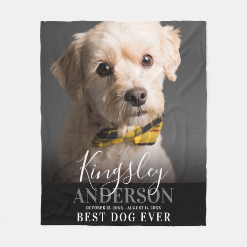 Modern Pet Photo Script Memorial Best Dog Ever Fleece Blanket