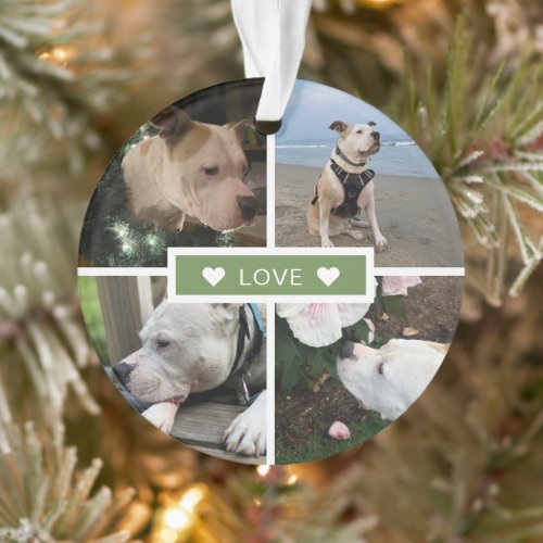 Modern Pet Photos Collage Ornament