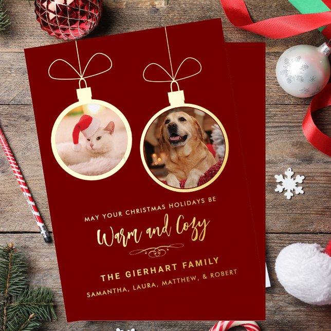 Modern Pet Photos Elegant Christmas Foil Holiday Card (Modern Pet Photos Elegant Christmas Foil Holiday Card)