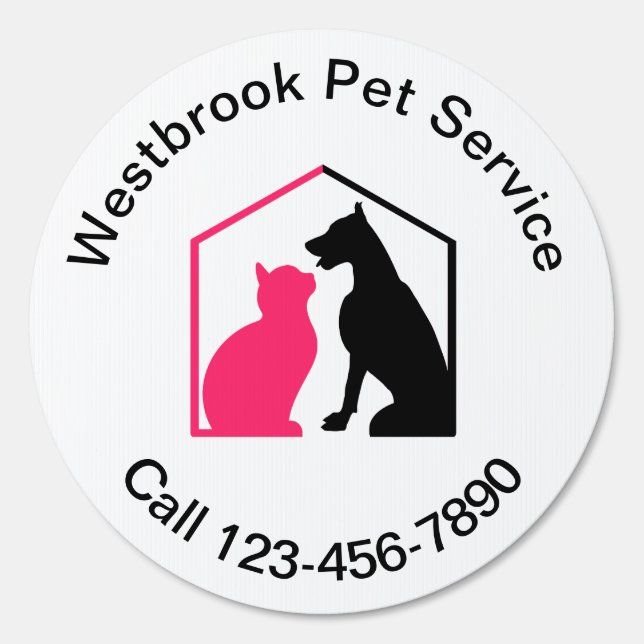 Modern Pet Services Round Yard Signs (Front)